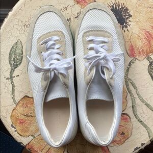 Rag & Bone White and Tan Low-Top Sneakers with Leather Finish